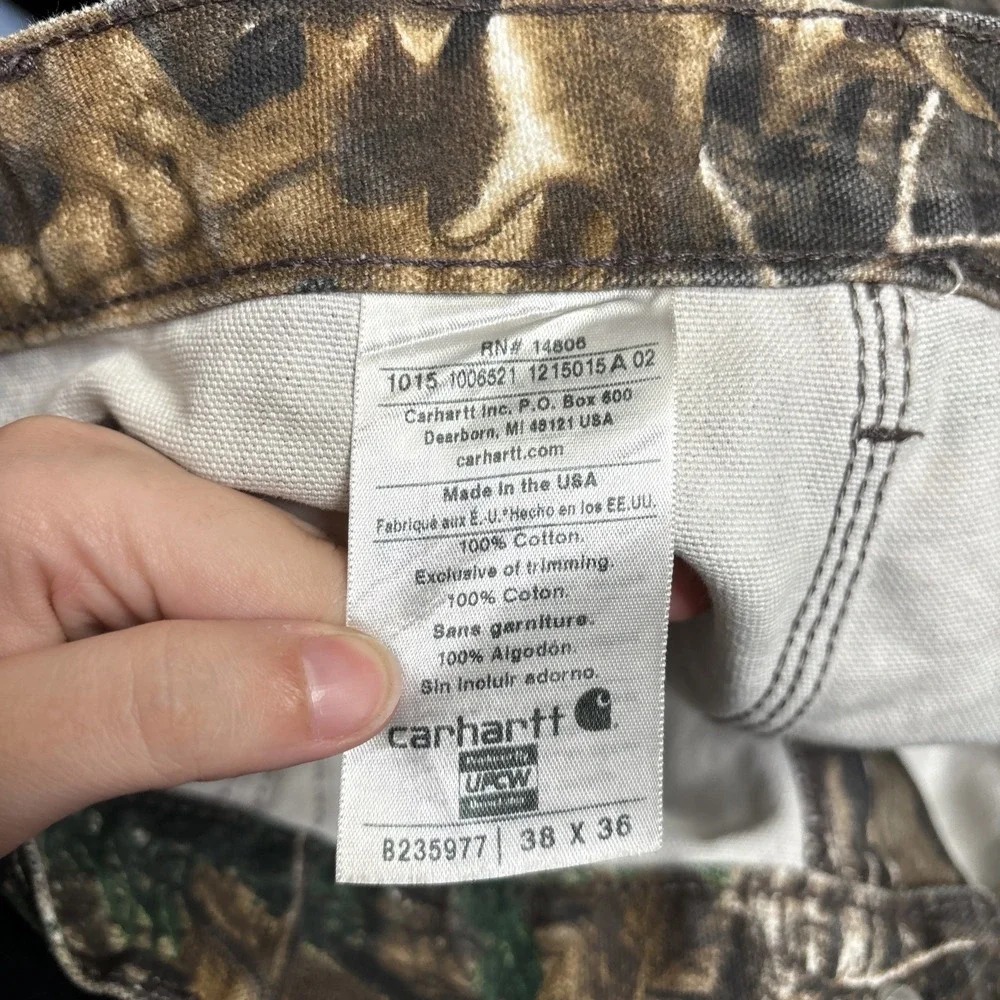 Vintage Carhartt‎ Camo Pants Men's 38x36 Realtree Carpenter USA B235977